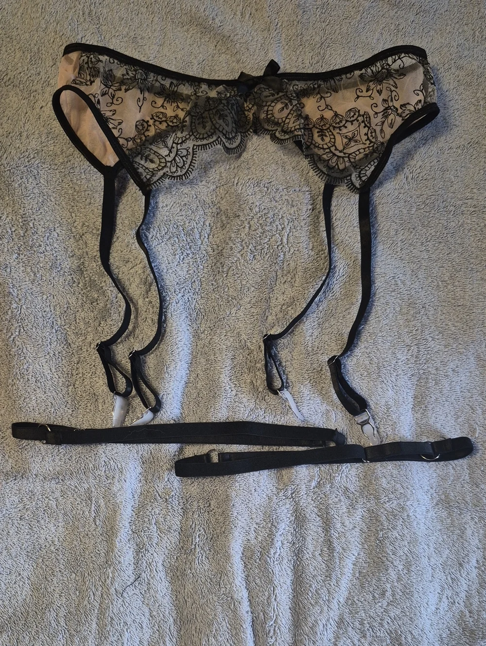 Sheer Black Lace Garder Belt